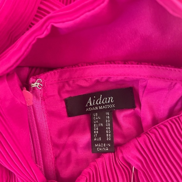 Aidan by Aidan Mattox Cutout Halter Pleated Gown in Pink Flame - Picture 7 of 9